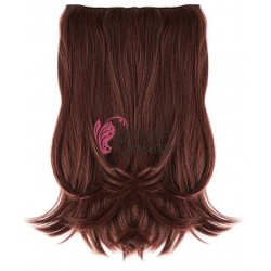 Extensie de par cu 5 Clips On delux dubla usor ondulata de 40 cm, Castaniu cu Visiniu Mixt 6373017